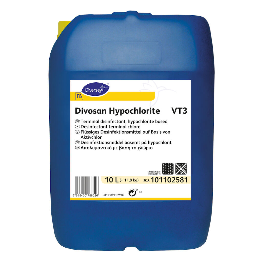 Divosan Hypochlorite VT3 10L - Desinfektionsmiddel baseret på hypochlorit